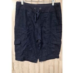 Eileen Fisher size M 100% Organic Linen Pull On Summer Shorts Bermuda 11"